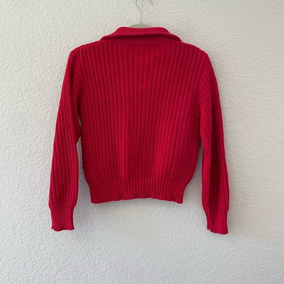 Vintage Quarter Zip Red Cropped Sweater Size Small - Picture 7 of 7